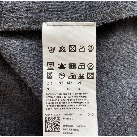 Hugo Boss Mock Neck Sweater Men L Gray Snap Collar Cotton Preppy Striped Sleeve - Picture 7 of 9